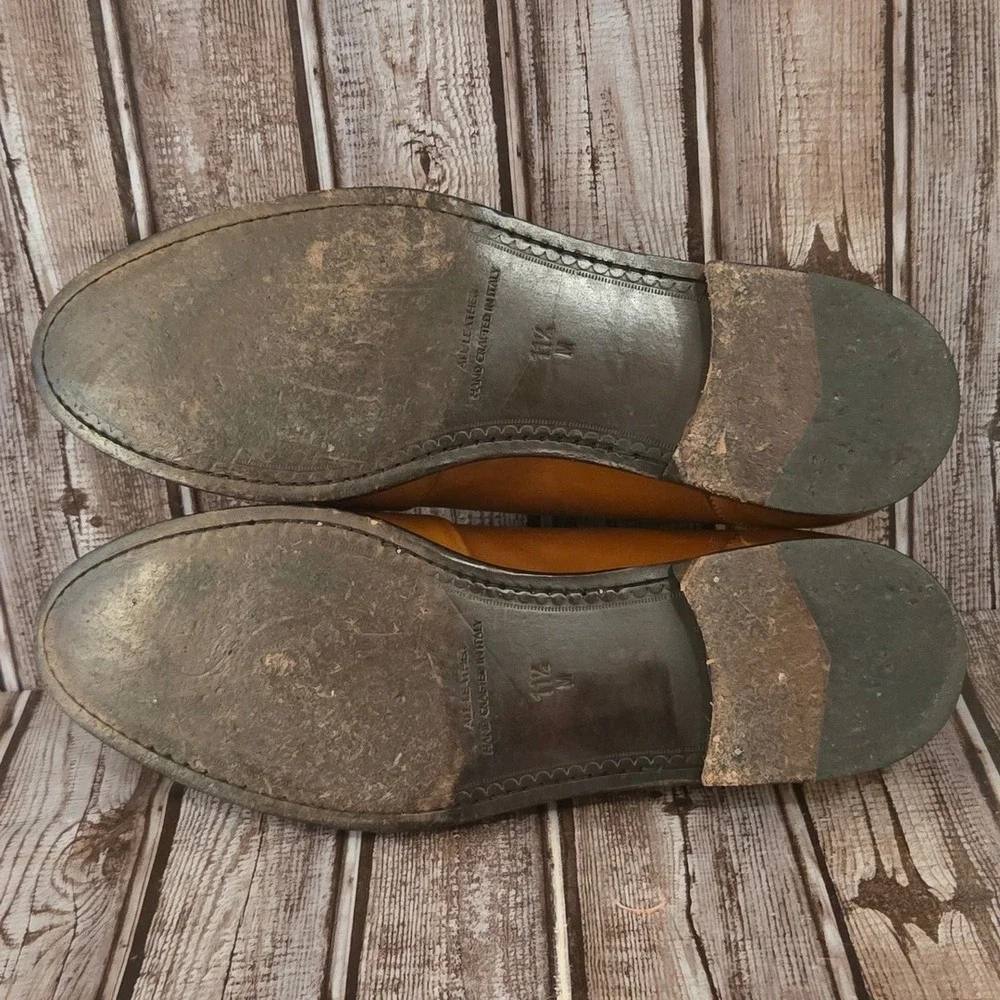 Sz 11.5 M Mens Zelli Tan Leather‎ Handcrafted In Italy Penny Loafers Shoes VGUC